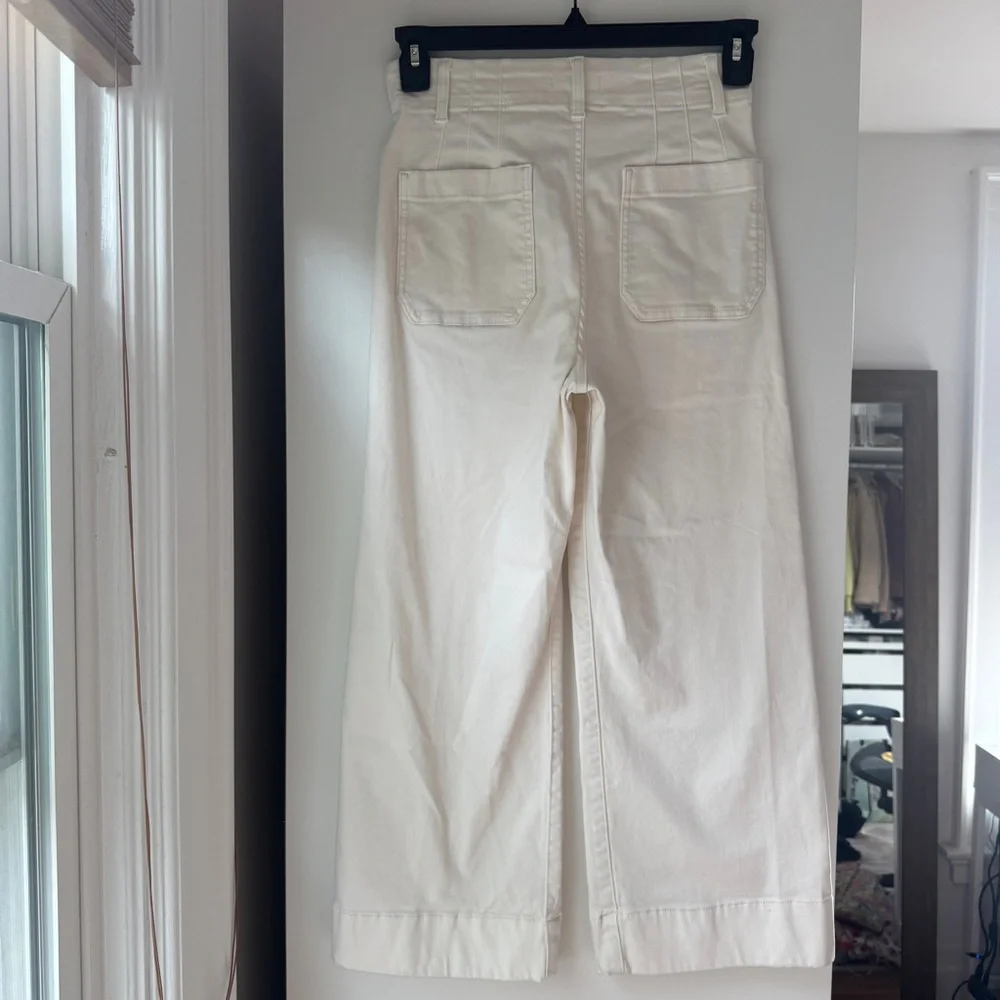 NWOT | LAUREN CONRAD KOHLS STRETCH WHITE SUPER HIGH RISE WIDE LEG CROP JEANS - Picture 3 of 8
